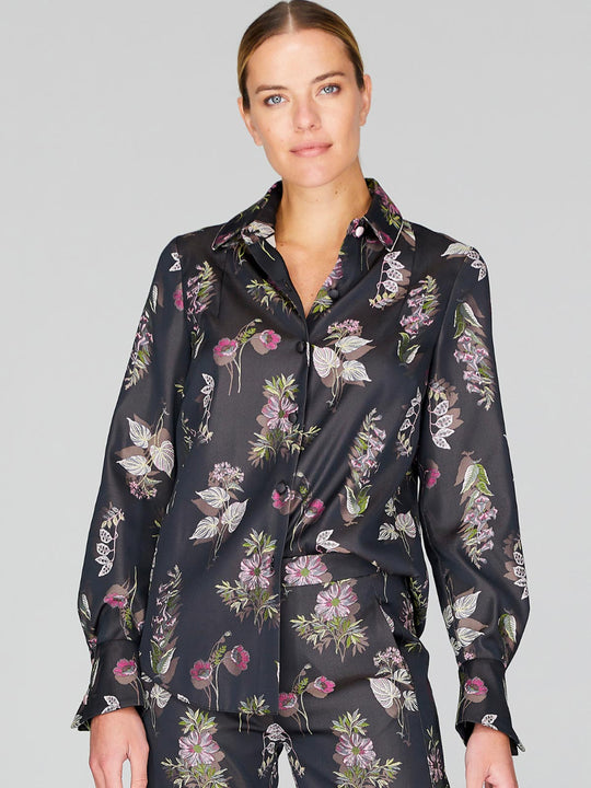 Watercolor Botanic Classic Collared Button Down Shirt | Pink Combo