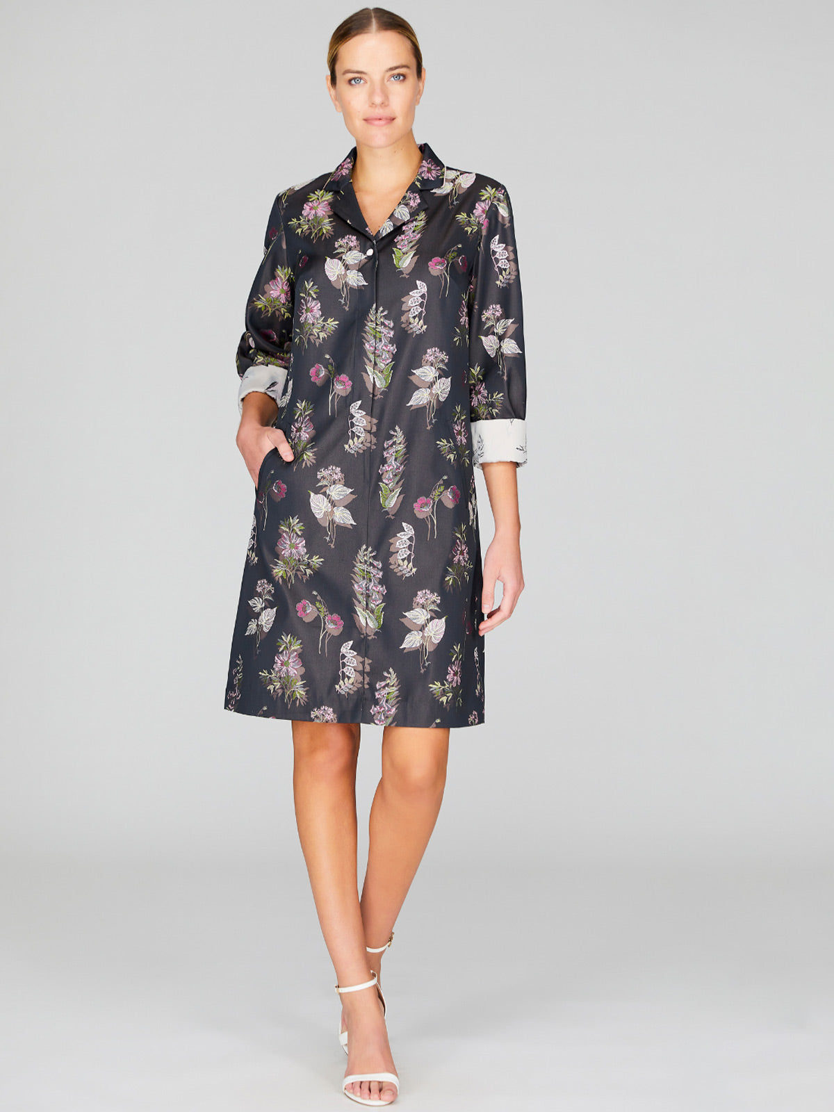 Watercolor Botanic Collared Shirt Dress | Pink Combo Watercolor Botanic Collared Shirt Dress | Pink Combo