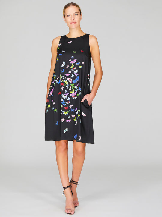 Flutter Print Georgette Short Trapeze Dress