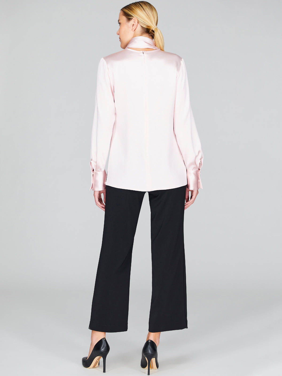 Satin Tie Neck Blouse With Relaxed Sleeves | Petal Satin Tie Neck Blouse With Relaxed Sleeves | Petal