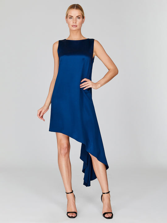Satin Sleeveless Asymmetric Dress
