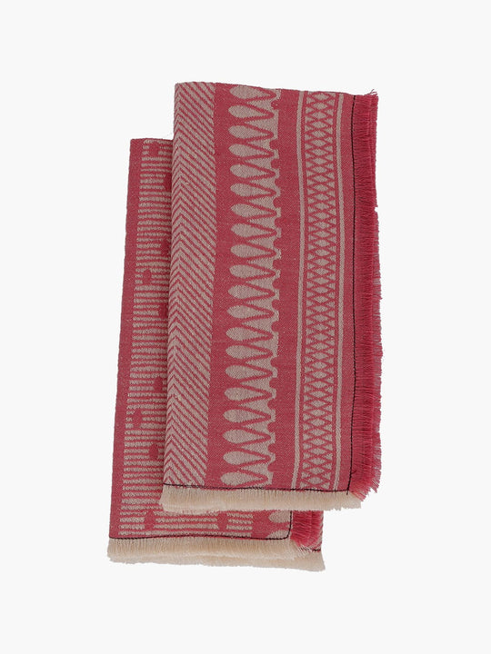 Linen Damask Cesta Set of 2 Linen Napkins | Pink