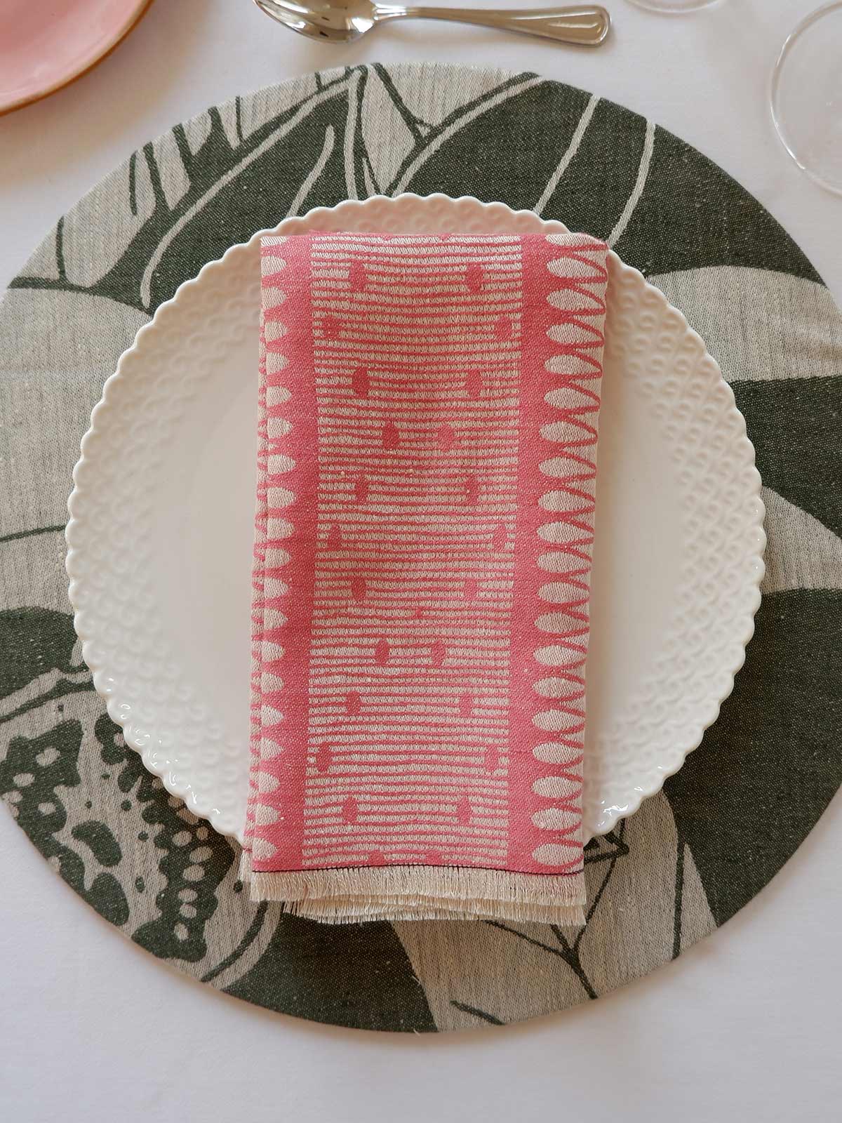 Linen Damask Cesta Set of 2 Linen Napkins | Pink Linen Damask Cesta Set of 2 Linen Napkins | Pink