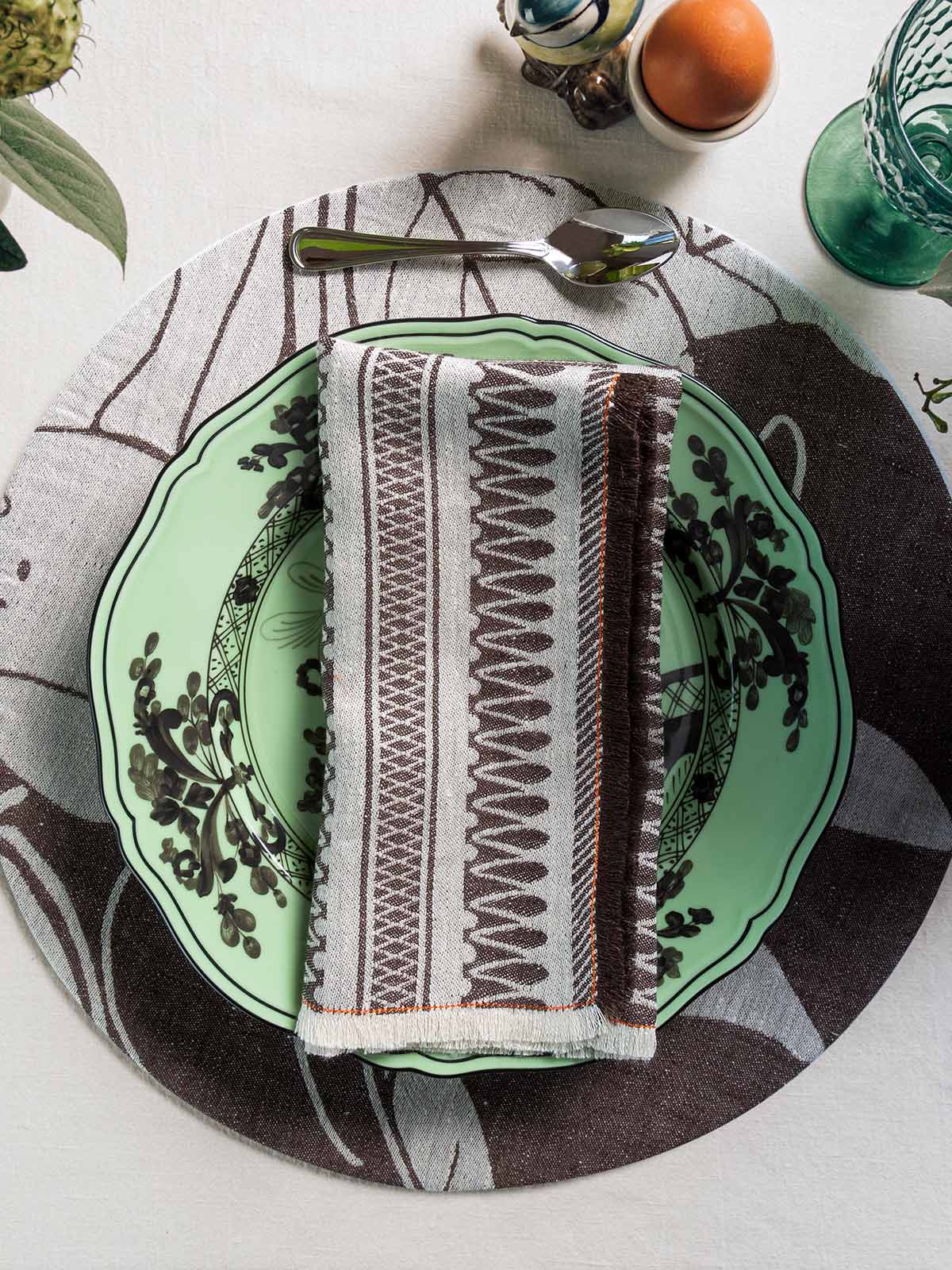 Linen Damask Cesta Set of 2 Linen Napkins | Café Tostado Linen Damask Cesta Set of 2 Linen Napkins | Café Tostado