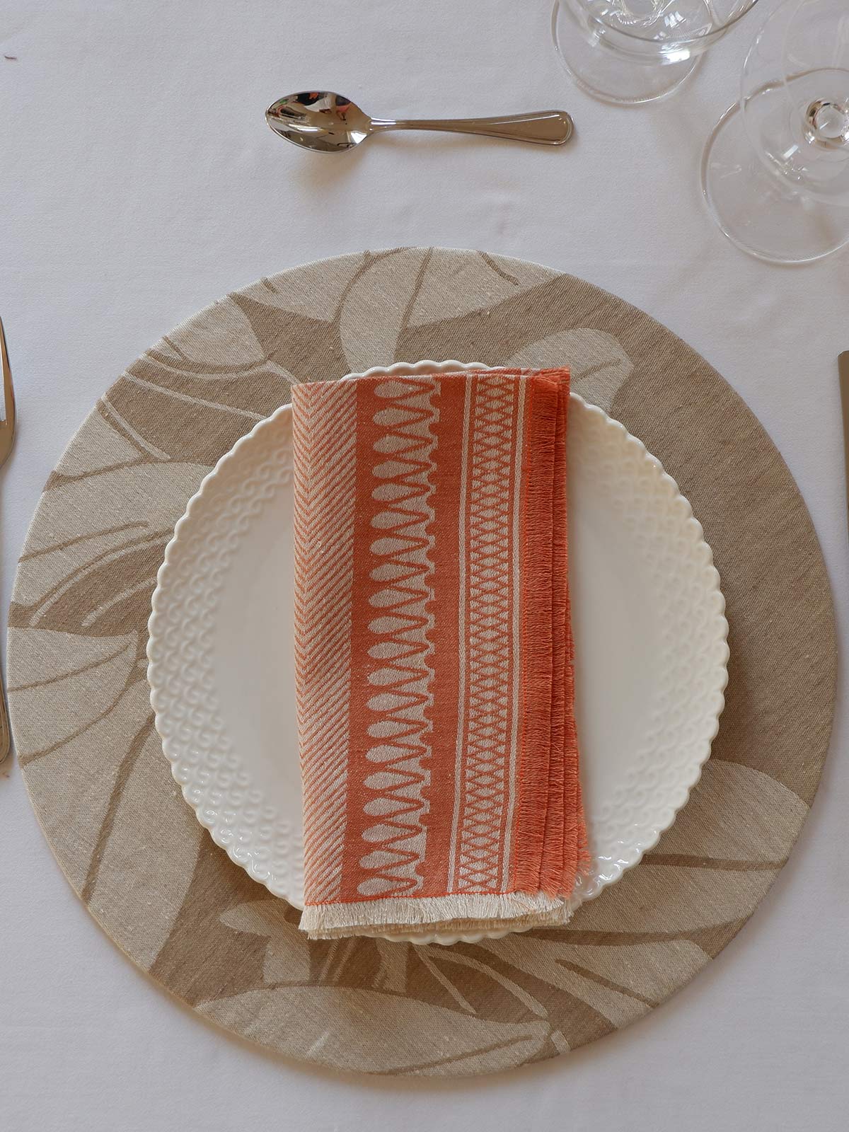 Linen Damask Cesta Set of 2 Linen Napkins | Peach Linen Damask Cesta Set of 2 Linen Napkins | Peach