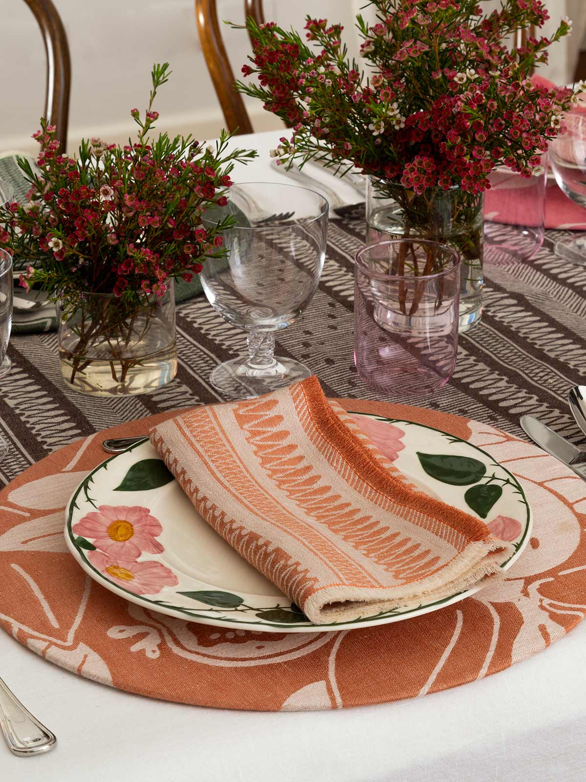 Linen Damask Cesta Set of 2 Linen Napkins | Peach Linen Damask Cesta Set of 2 Linen Napkins | Peach