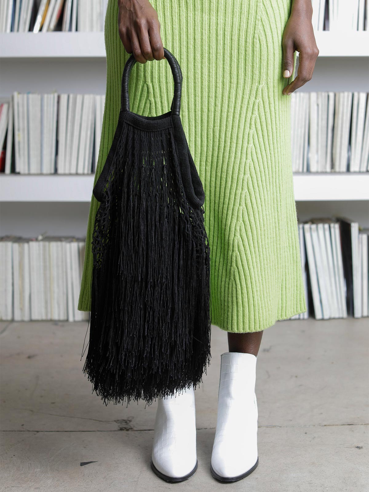 Large Fringe Tote | Black - Fashionkind