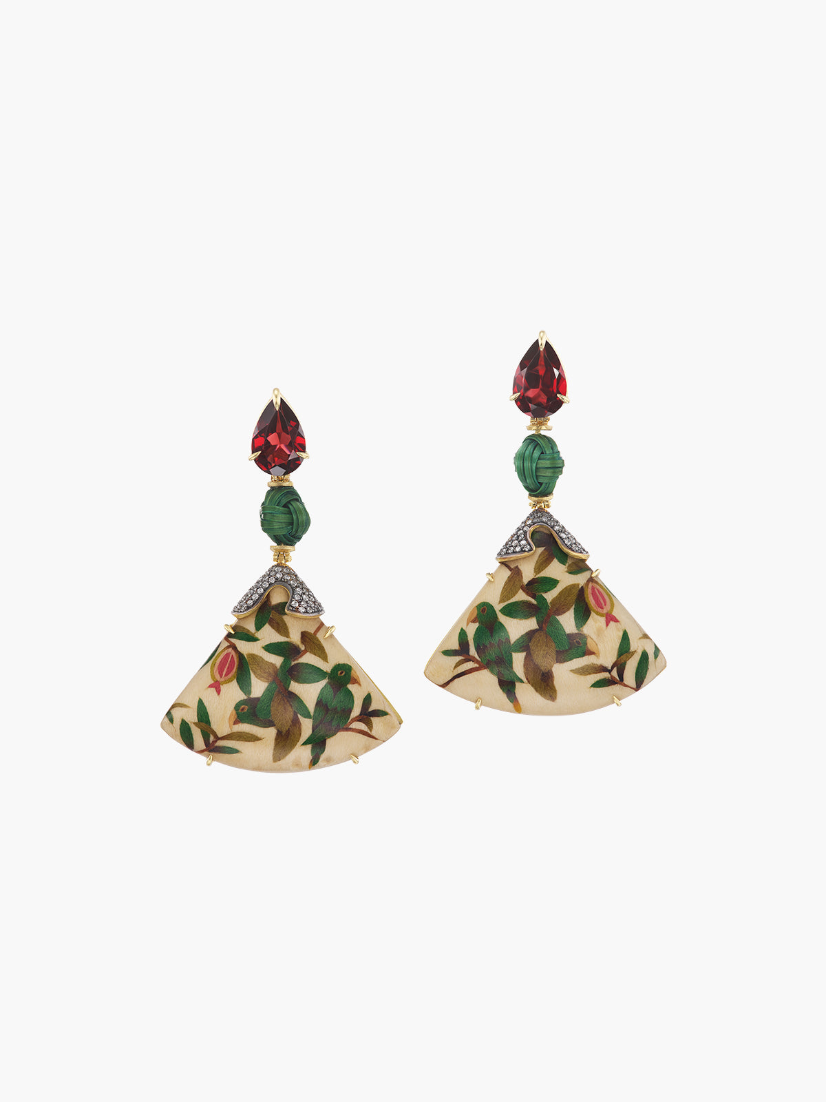 Marquetry Drop Fan Earrings Marquetry Drop Fan Earrings