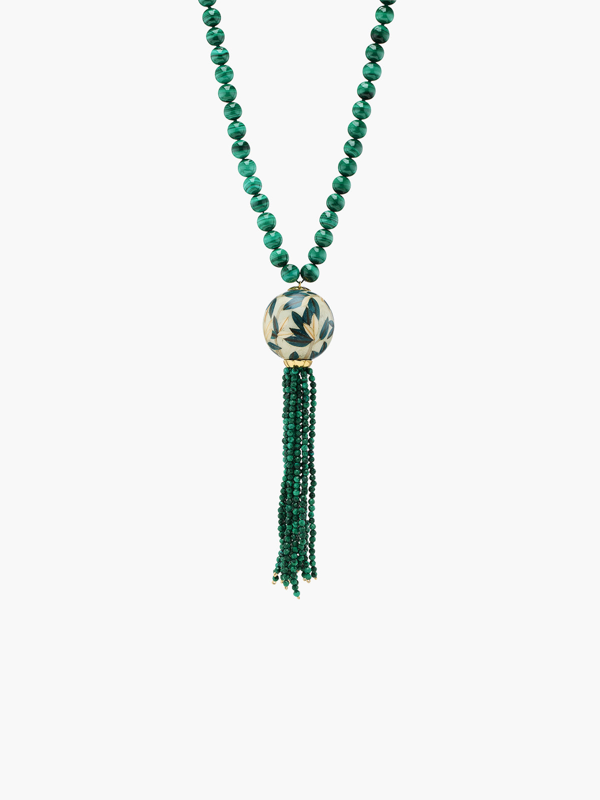 Green Malachite Mala Necklace | Mangrove Leaf Green Malachite Mala Necklace | Mangrove Leaf