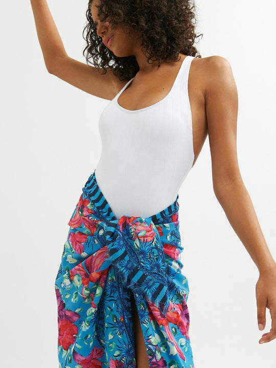 Fringed Sarong Scarf | Blue Dragon