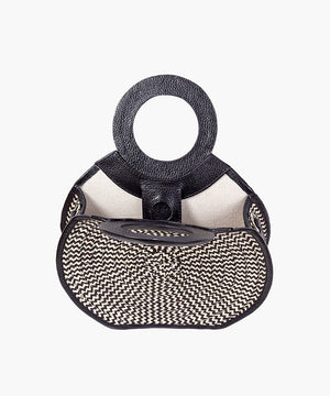 Zenu Handbag in Leather and Cana Flecha | Black Zenu Handbag in Leather and Cana Flecha | Black