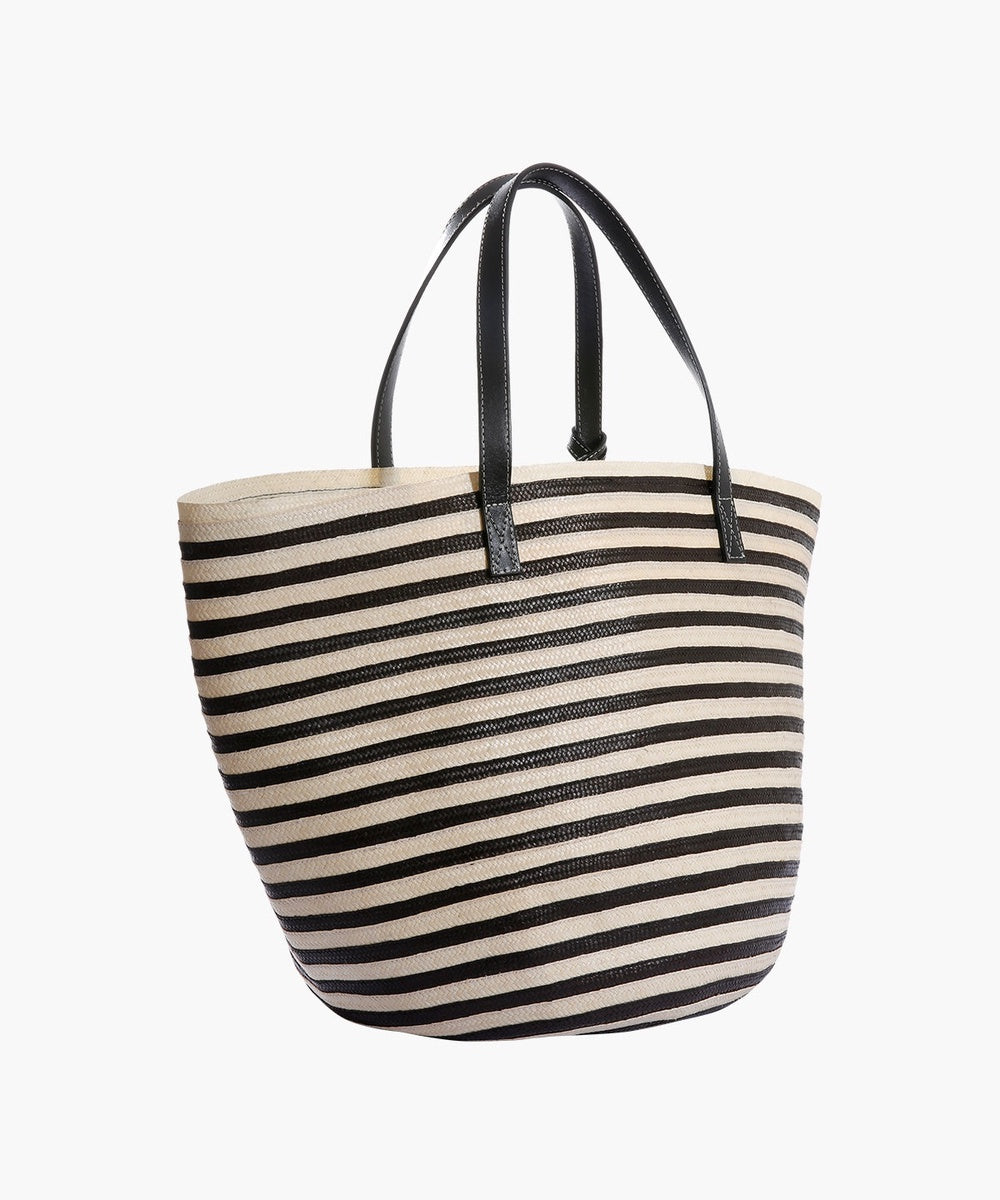 Marcial Handbag in Leather and Cana Flecha | Black Stripes Marcial Handbag in Leather and Cana Flecha | Black Stripes