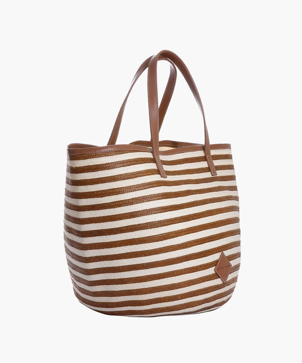 Marcial Handbag in Leather and Cana Flecha | Copper Stripes Marcial Handbag in Leather and Cana Flecha | Copper Stripes