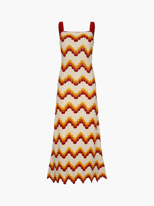 Marea Crochet Maxi Dress | Tangerine/Yellow