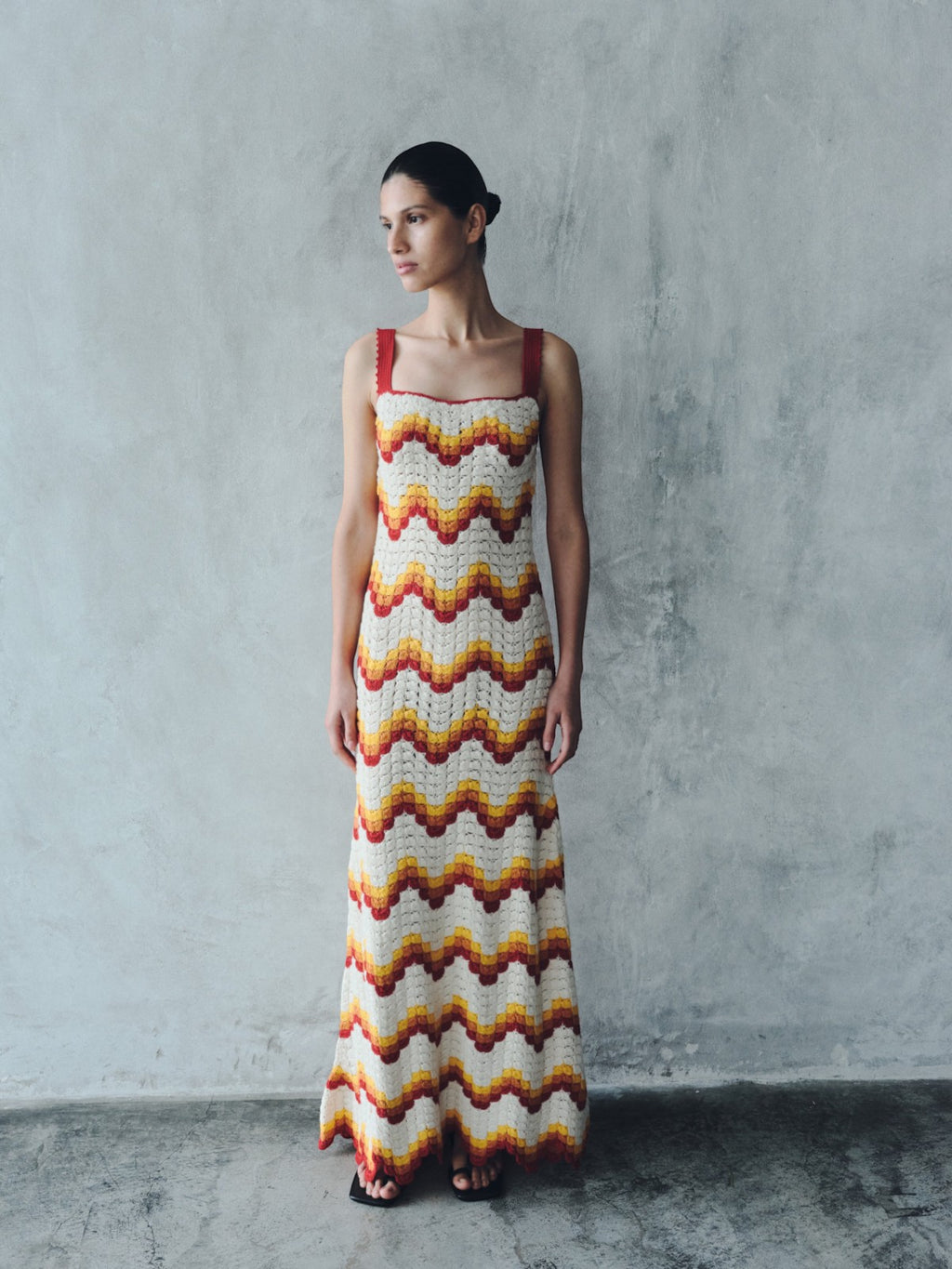 Marea Crochet Maxi Dress | Tangerine/Yellow