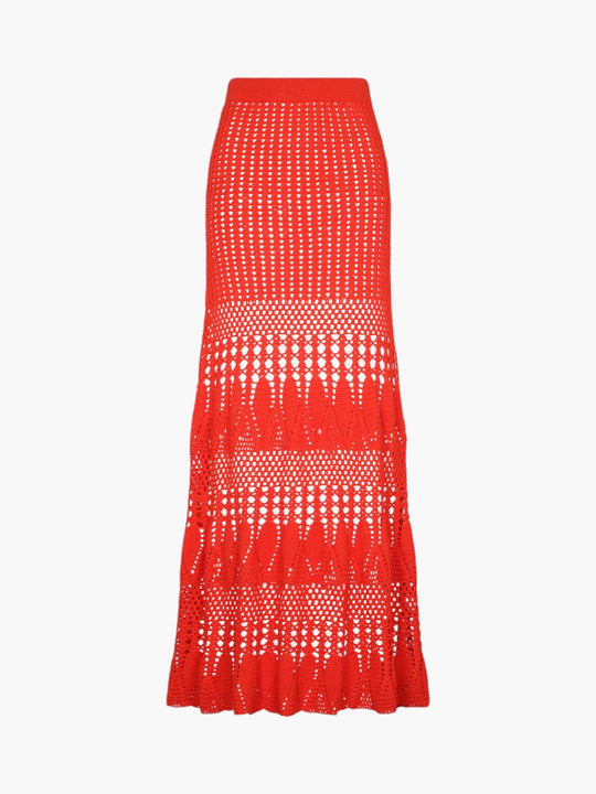 Reflejo Crochet Maxi Skirt | Tangerine
