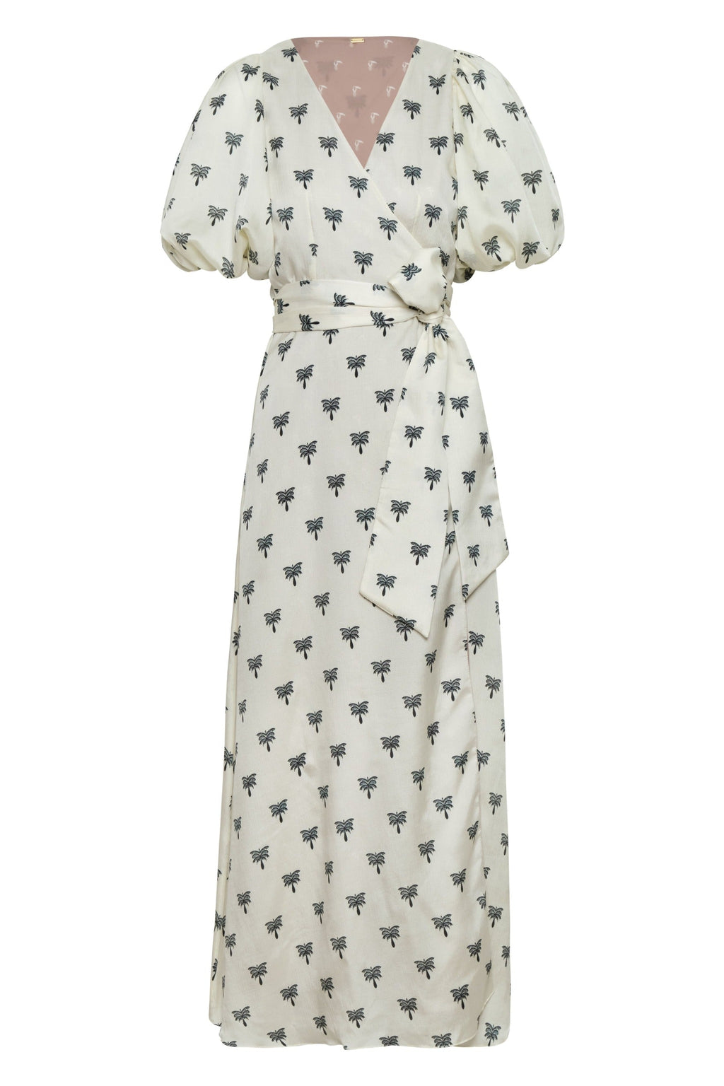 Ermita Martellato Silk Midi Dress | Ivory/Black Polka Palms