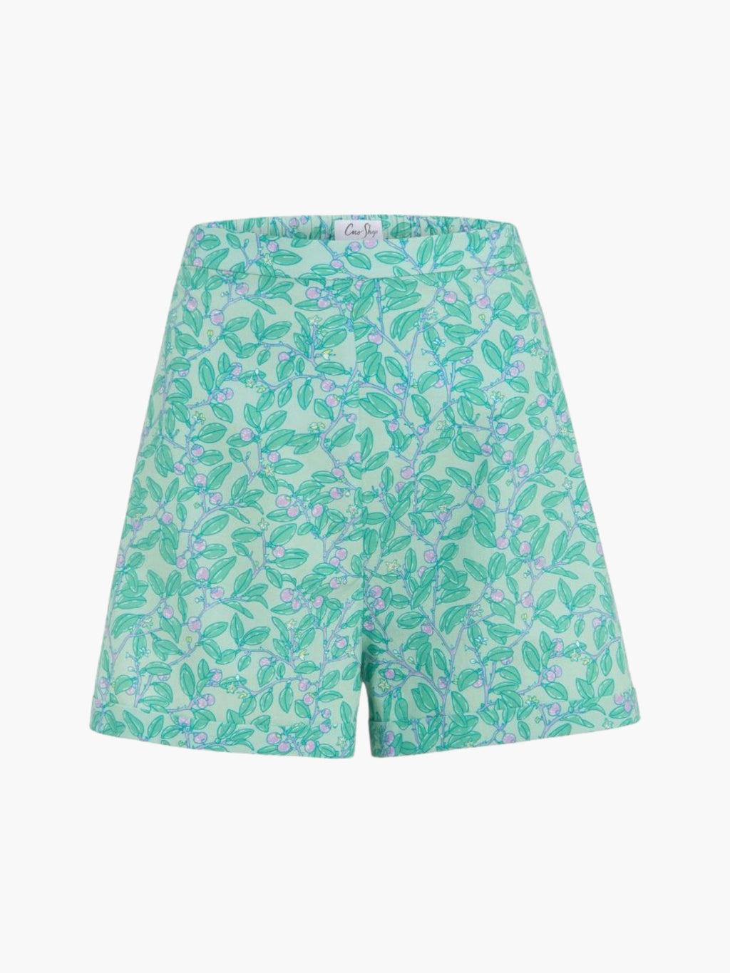 High-Waisted Shorts | Green with Purple Limes