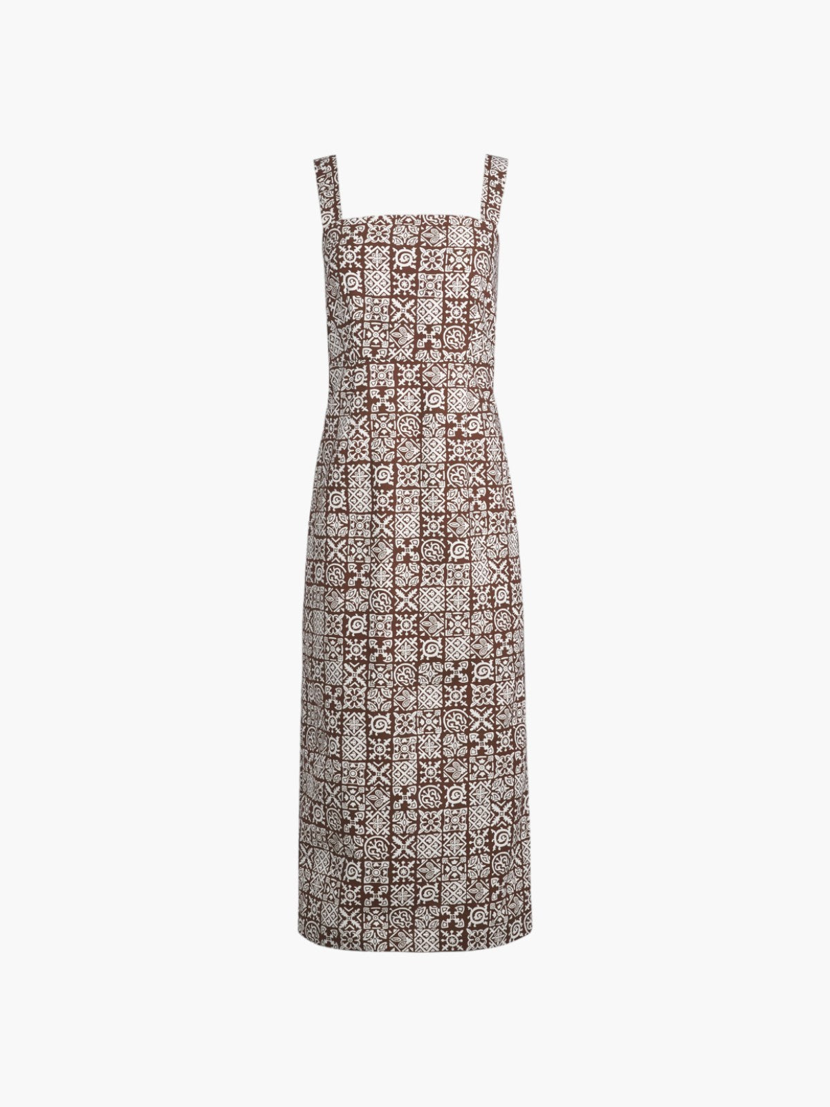 Long Slip Dress | Brown/ White Checkerboard