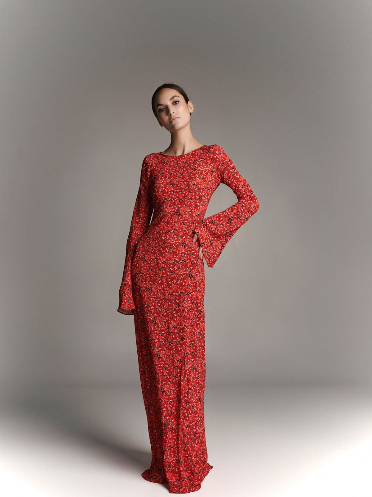 EXCLUSIVE Maria Long Dress | Red Floral