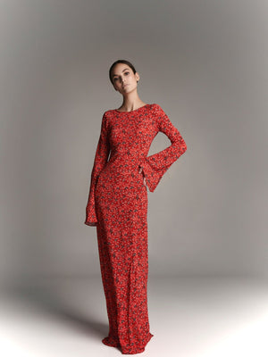 EXCLUSIVE Maria Long Dress | Red Floral EXCLUSIVE Maria Long Dress | Red Floral