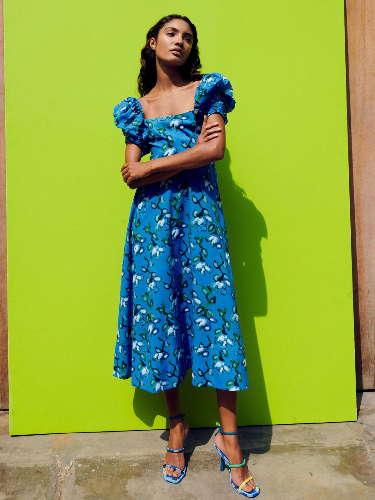 Brooklyn One Shoulder Midi Dress - Blue Floral - Buy Women's
