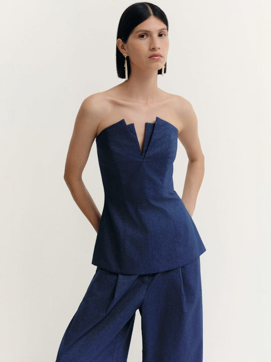 Corozo Top | Navy Denim