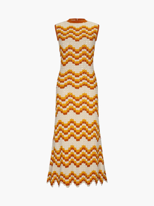 Huayna Crochet Maxi Dress | Yellow/Orange