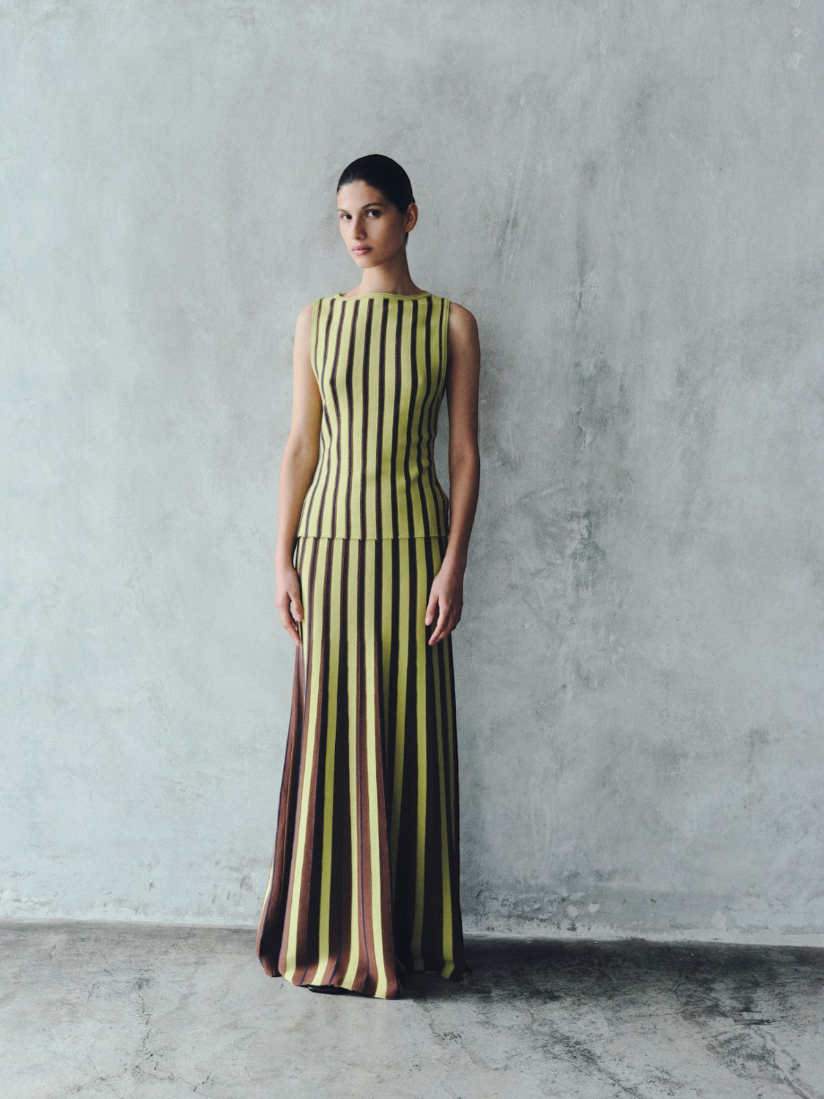 Manglar Maxi Skirt | Lime Green/Chocolate
