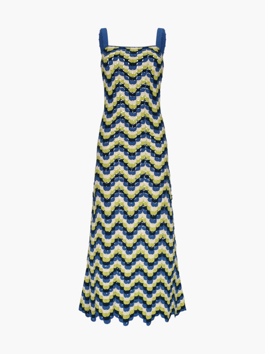 Marea Crochet Maxi Dress | Blues/Lime Green