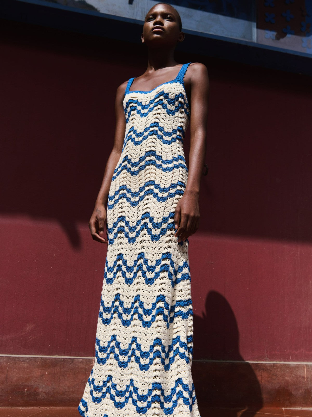 Marea Maxi Dress | Ivory/Blue