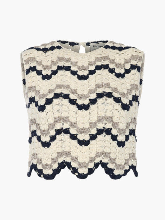 Nieva Top | Ivory/Navy