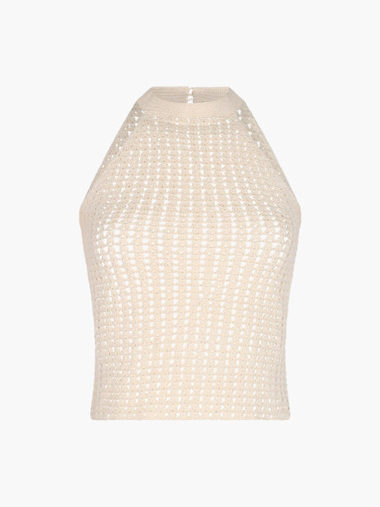Reflejo Crochet Halter Top | Ivory