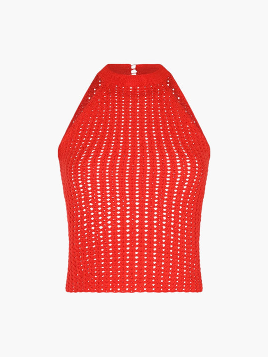 Reflejo Crochet Halter Top | Tangerine