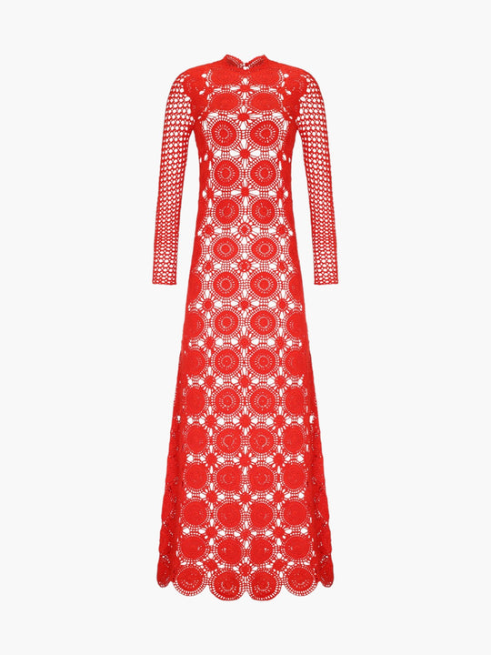 Siula Crochet Maxi Dress | Tangerine