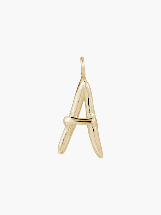 Raw Letter Charm | Gold