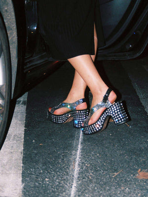 Taxi Sandals | Black Crystal Taxi Sandals | Black Crystal