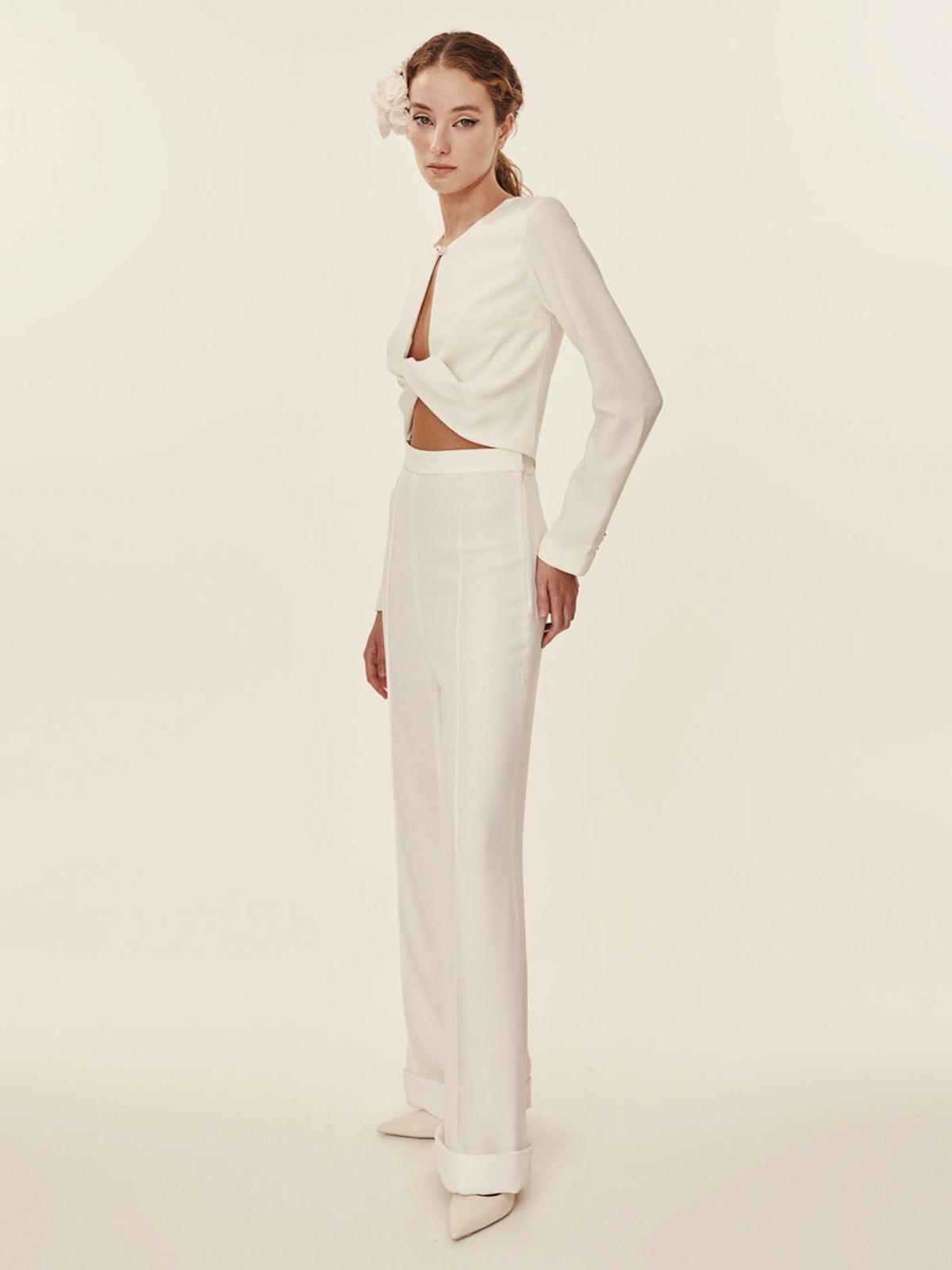 Jovani 05307 and 05308 Beaded Top Two Piece Bridal Pant Suit -  MadameBridal.com