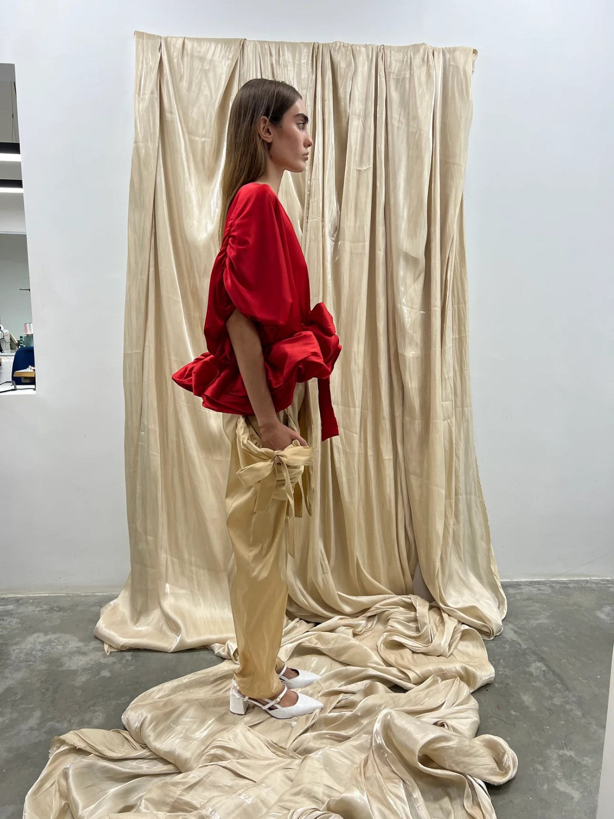 Aurelina Silk Top | Red