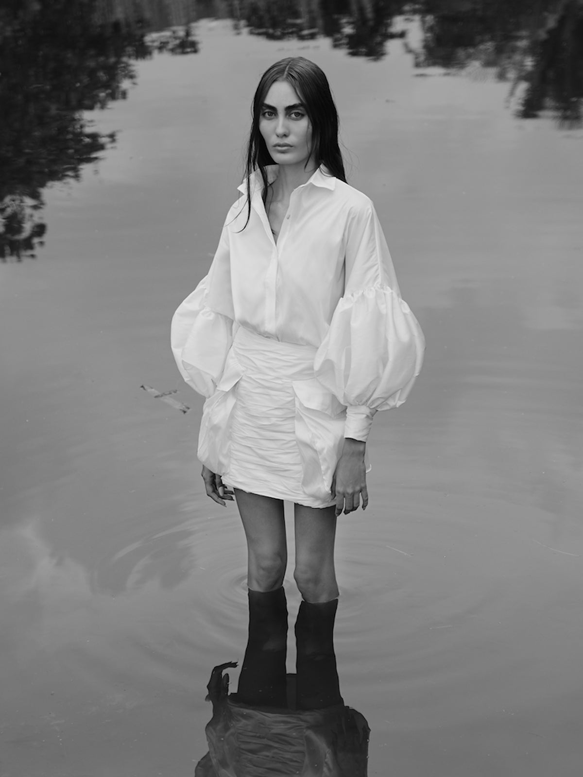 Agua Taffeta Blouse | White Agua Taffeta Blouse | White