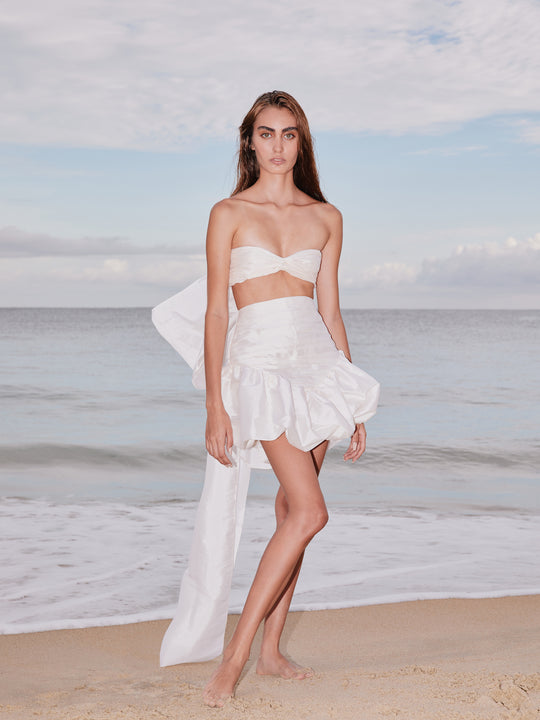 Ola Taffeta Skirt | White
