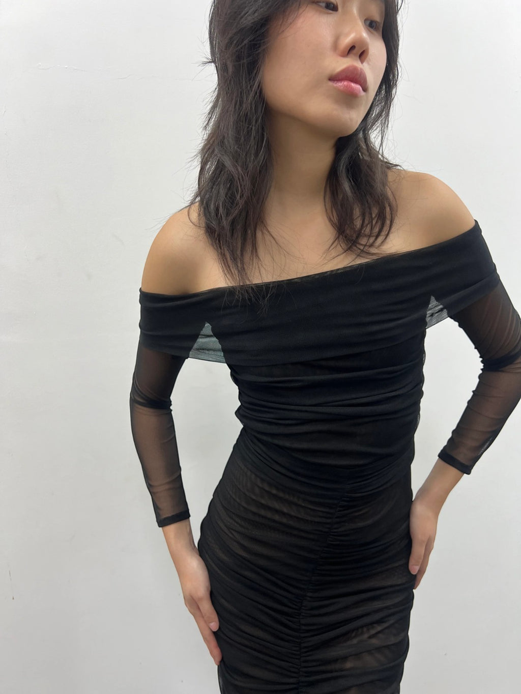 Tuja Mesh Long Sleeve Top | Black