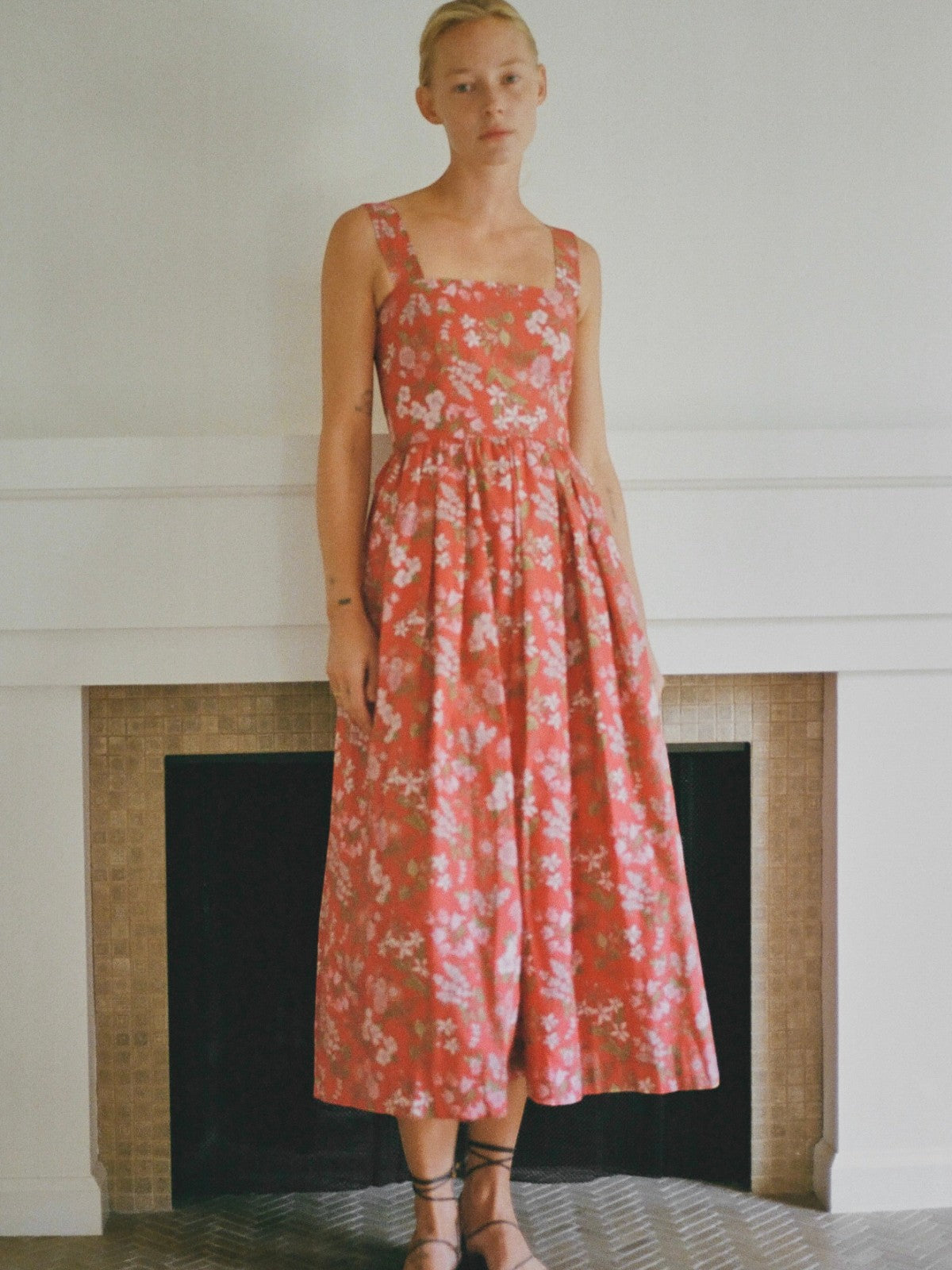 Poof Dress | Red with Pink Floral