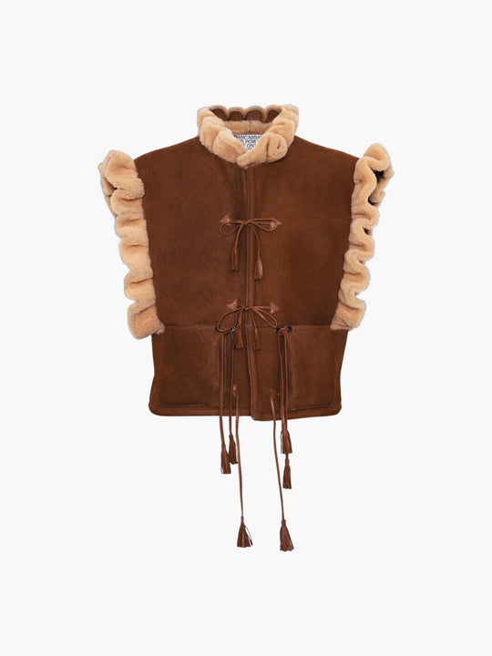 Cerezo Suede & Shearling Vest | Brown