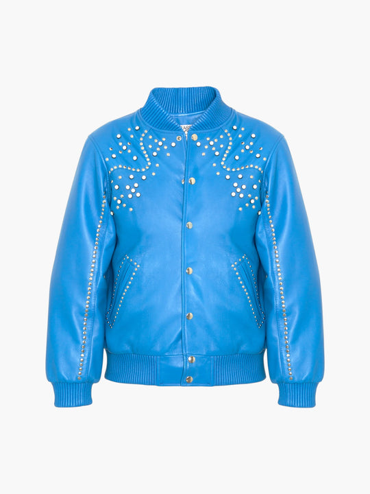 Ennio Leather Jacket | Blue