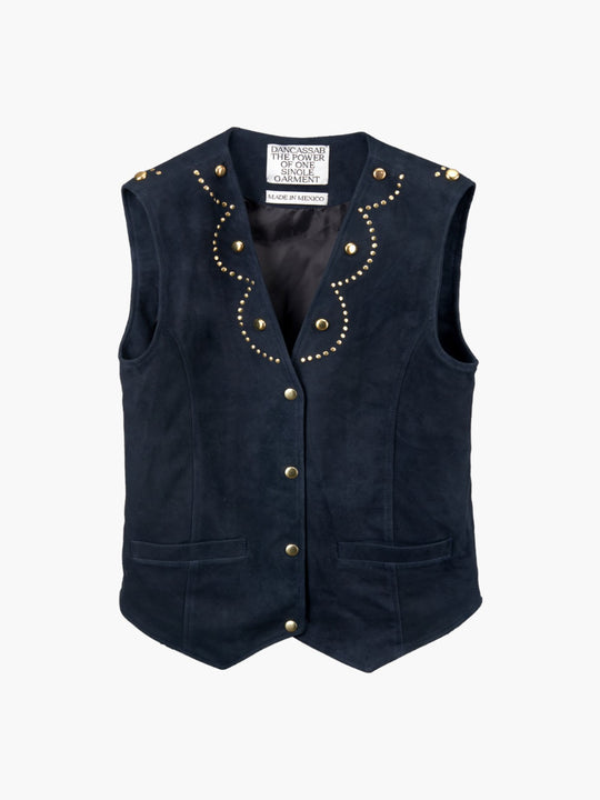 Giorgia Suede Vest | Navy Blue