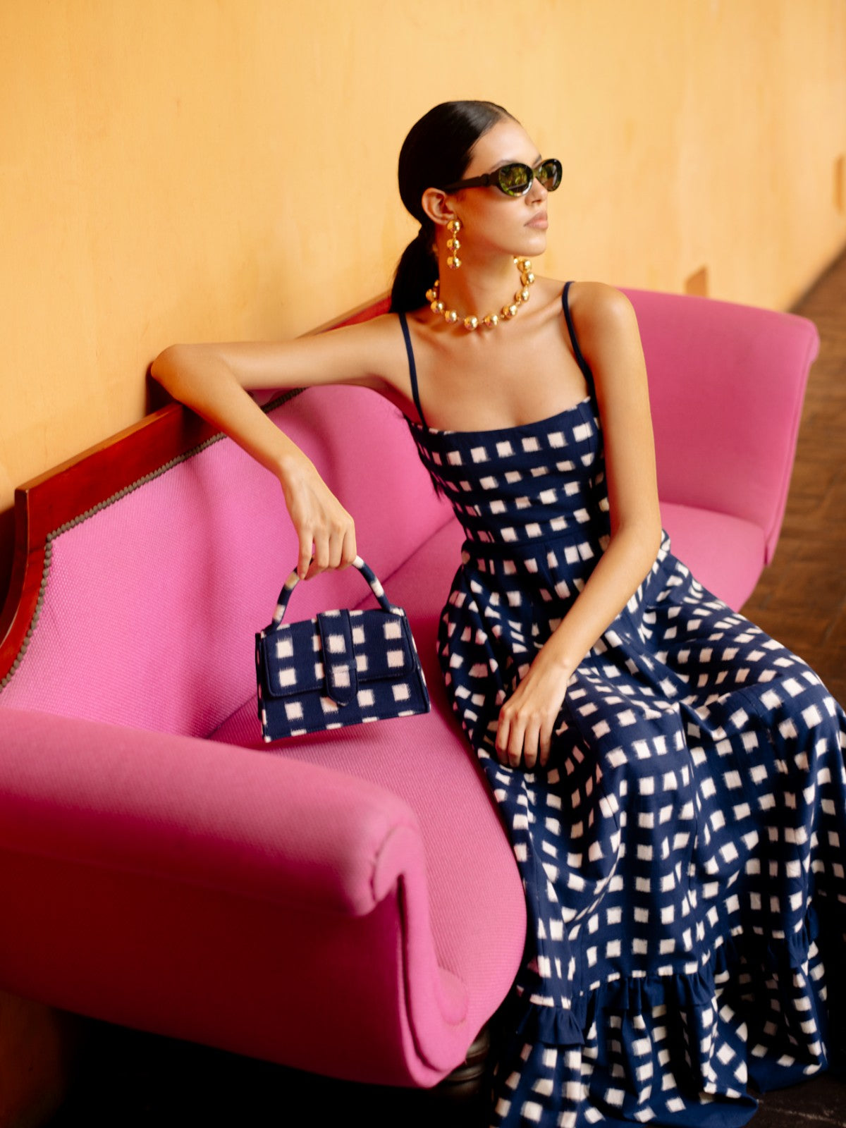 Checkmate Dress | Navy Blue Checkmate Dress | Navy Blue