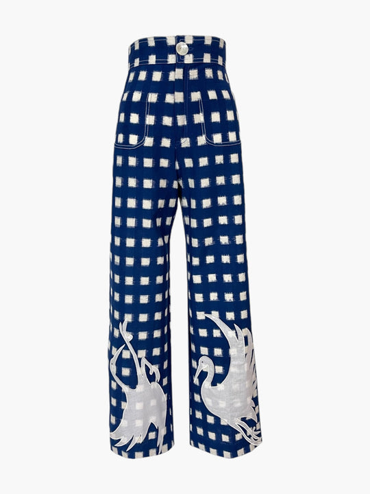 Embroidery Picnic Trousers | Blue