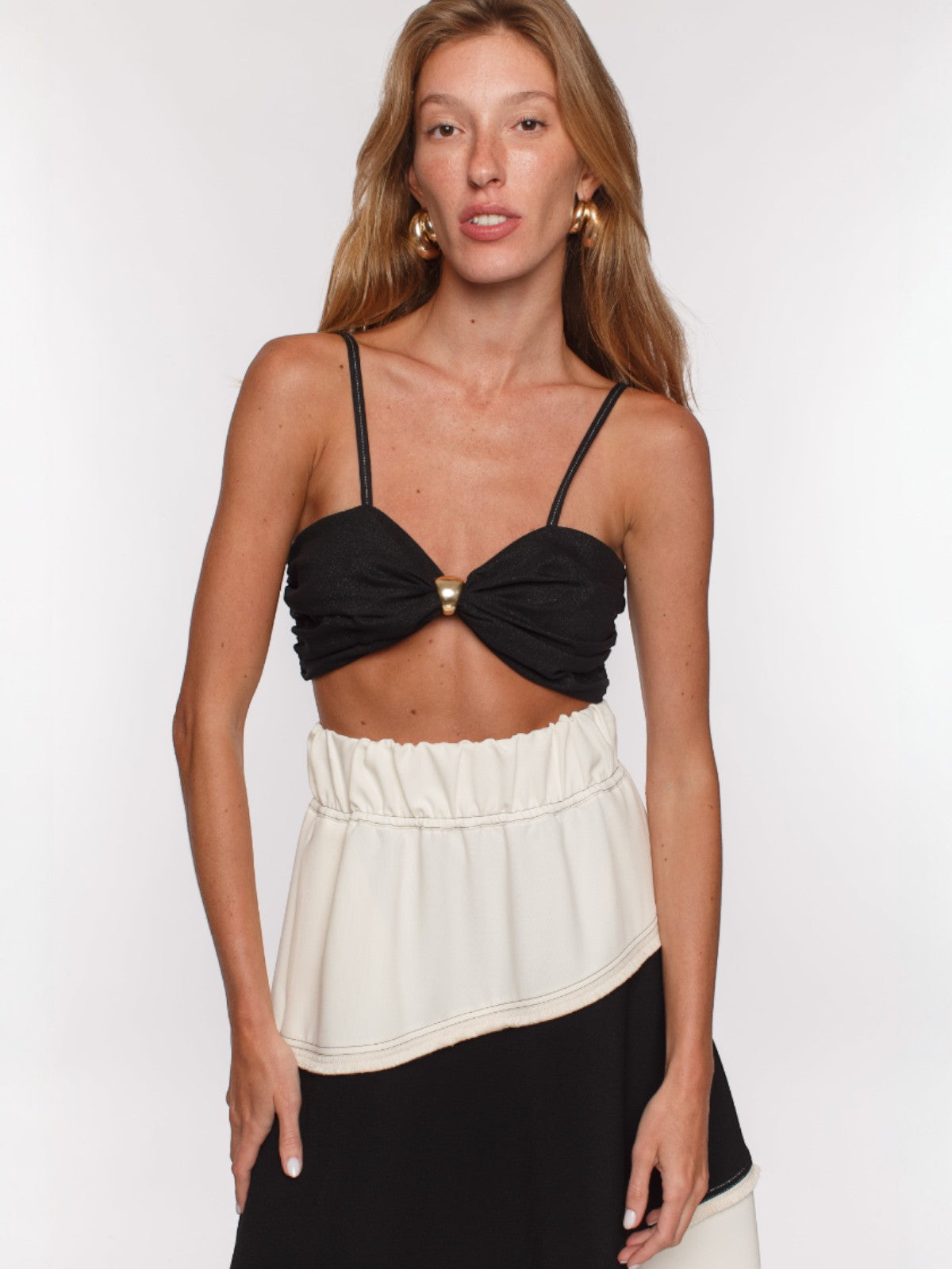 Gabriella Stretch Midi Skirt | Ivory/Black Gabriella Stretch Midi Skirt | Ivory/Black