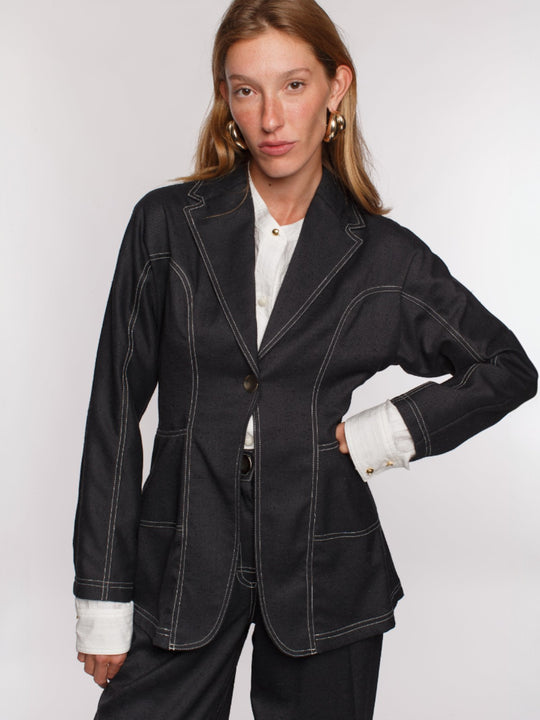 Mia Waisted Blazer | Black